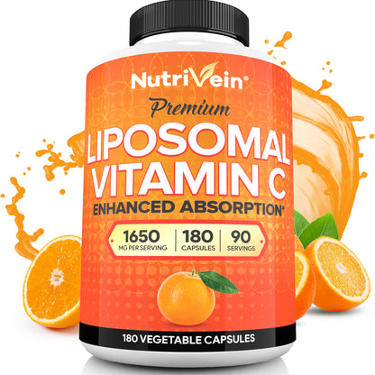 Nutrivein Liposomal Vitamin C 1650mg - 180 Caps | High-Absorption Vitamin C