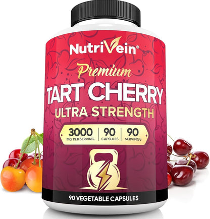 Nutrivein Tart Cherry Capsules 3000mg | Post-Workout Recovery, Sleep & Mobility