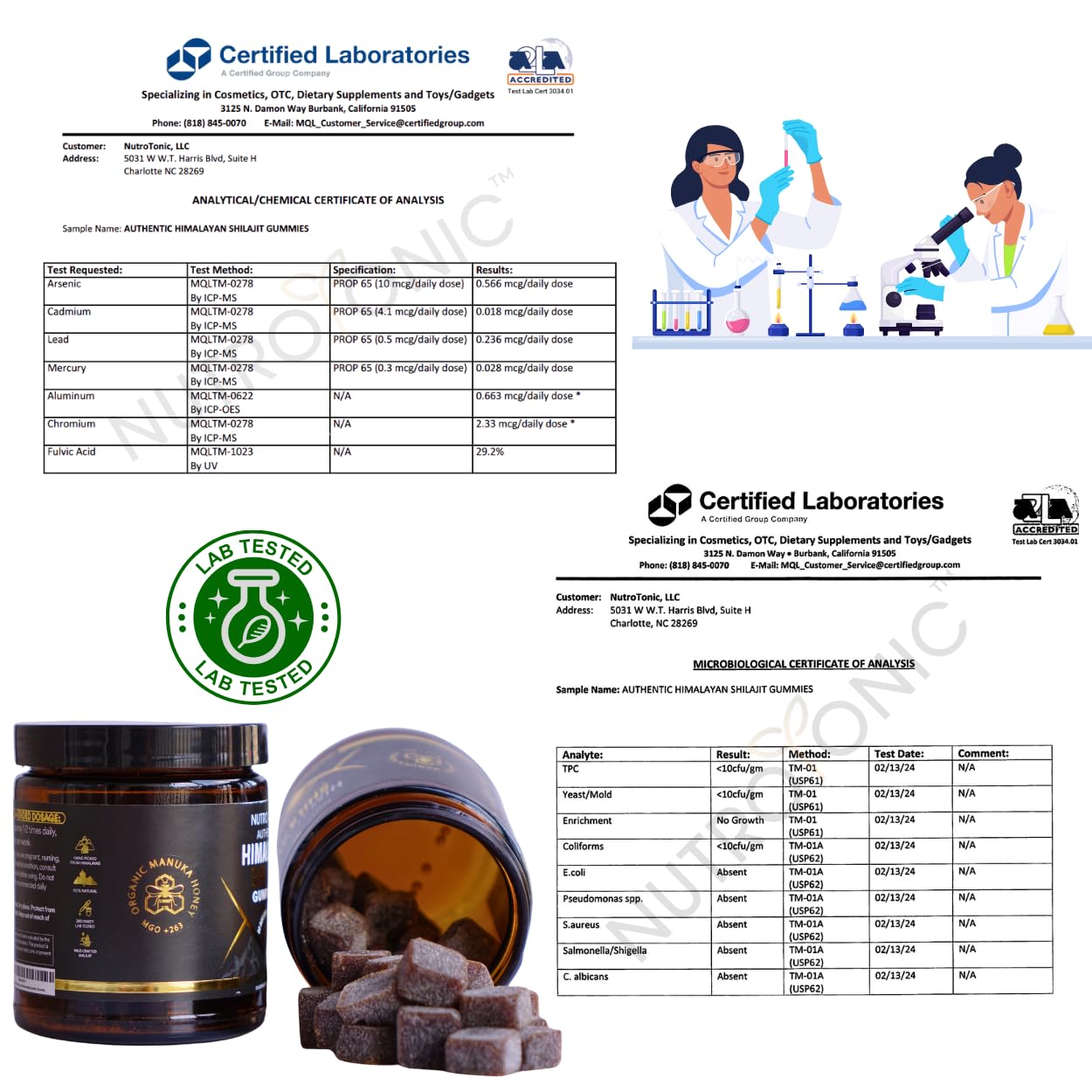 NutroTonic Organic Himalayan Shilajit Gummies – Raspberry Vanilla, Manuka Honey MGO +263 | Made in USA | 30 Gummies