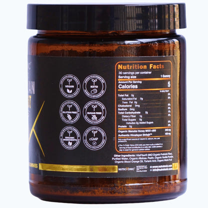 NutroTonic Himalayan Shilajit Gummies – Peach Vanilla, MGO 263 Manuka Honey – Made in USA – 30 Gummies