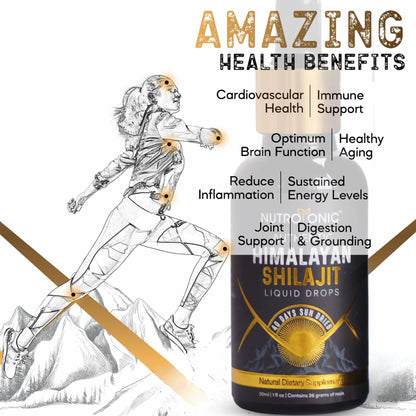 NutroTonic® Himalayan Shilajit Liquid Drops – 86% Fulvic, 10% Humic, Gold A+ (20ml)
