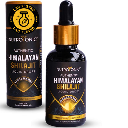 NutroTonic Himalayan Shilajit Liquid Drops - 30ml, 60 Days Sun-Dried, Gold Grade A+