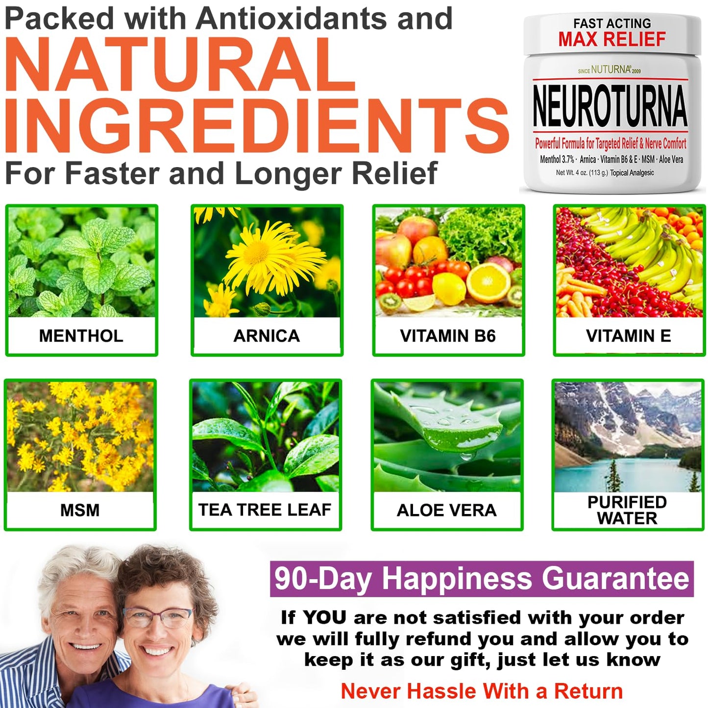 Nuturna Neuropathy Nerve Relief Cream – Fast-Acting, Paraben-Free, USA Made 4oz