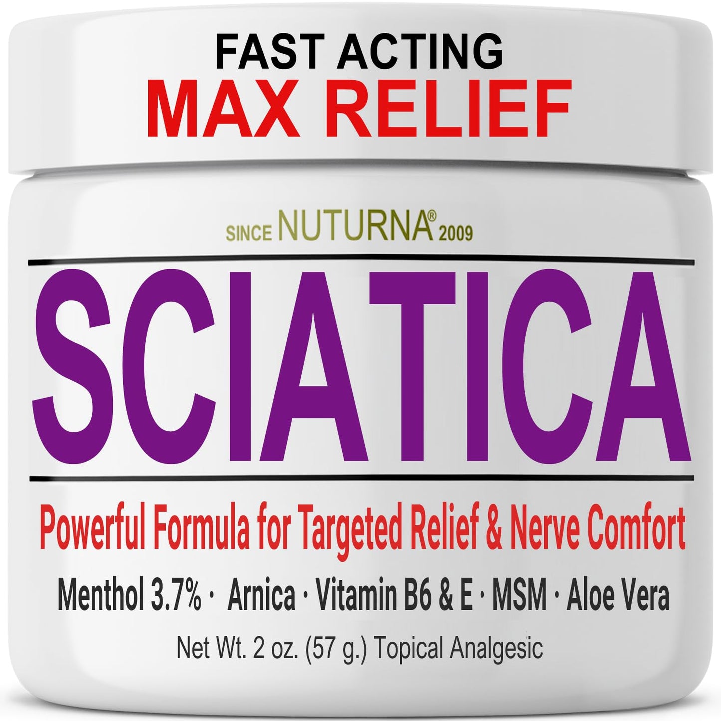 Nuturna Sciatica Nerve Cream - Maximum Strength Comfort Cream (2 oz)