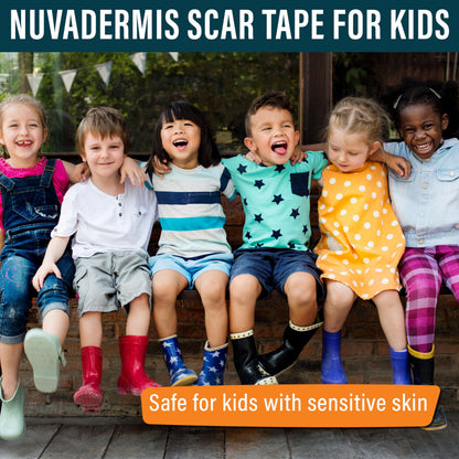 NUVADERMIS Silicone Scar Tape for Kids – Reusable Medical-Grade Scar Care (120 inch x 1.5 inch) – Dinosaurs