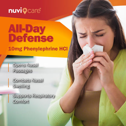 NUVICARE Max Strength PE Phenylephrine HCl 10mg Non-Drowsy Nasal Decongestant - 100 Count