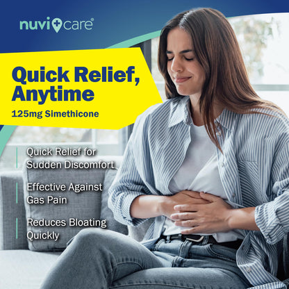 NUVICARE Extra Strength Gas Relief 125mg Softgels – Fast Gas and Bloat Relief (2 Pack)