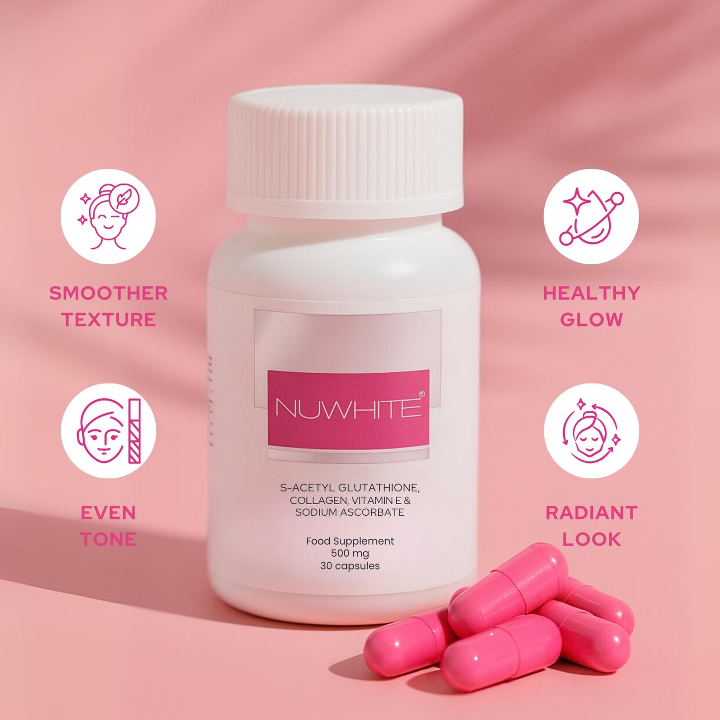 NuWhite S-Acetyl Glutathione 30 Capsules – New Improved Formula for Radiant Skin