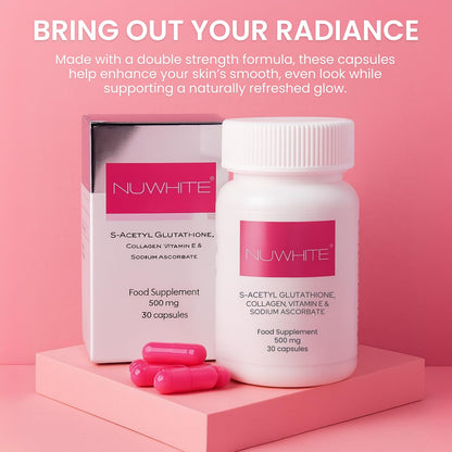 NuWhite S-Acetyl Glutathione 30 Capsules – New Improved Formula for Radiant Skin