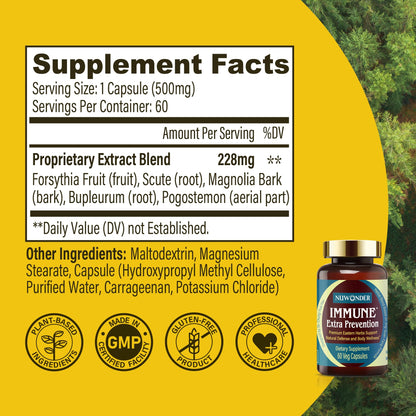NUWONDER Immune Extra Prevention - Natural Immune Support, Clinically Tested, 60 Capsules