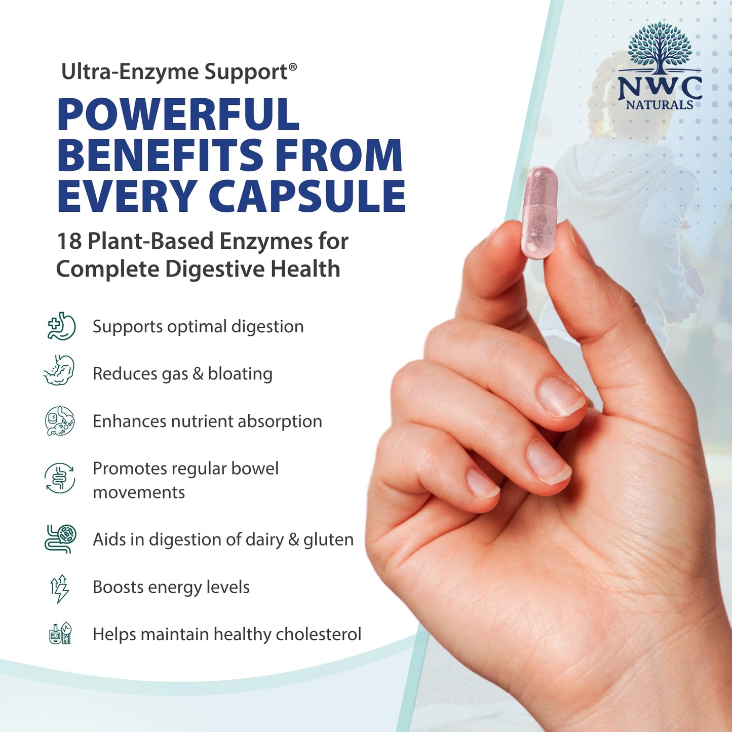 NWC Naturals Ultra-Enzyme Support – Digestive Health Supplement (200 Count)