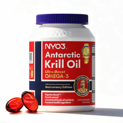 NYO3 Krill Oil 1000mg – EPA/DHA 270mg per Softgel | Antarctic Krill Oil with Astaxanthin