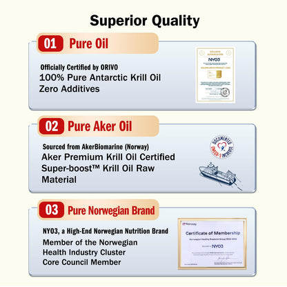 NYO3 Krill Oil 1000mg – EPA/DHA 270mg per Softgel | Antarctic Krill Oil with Astaxanthin