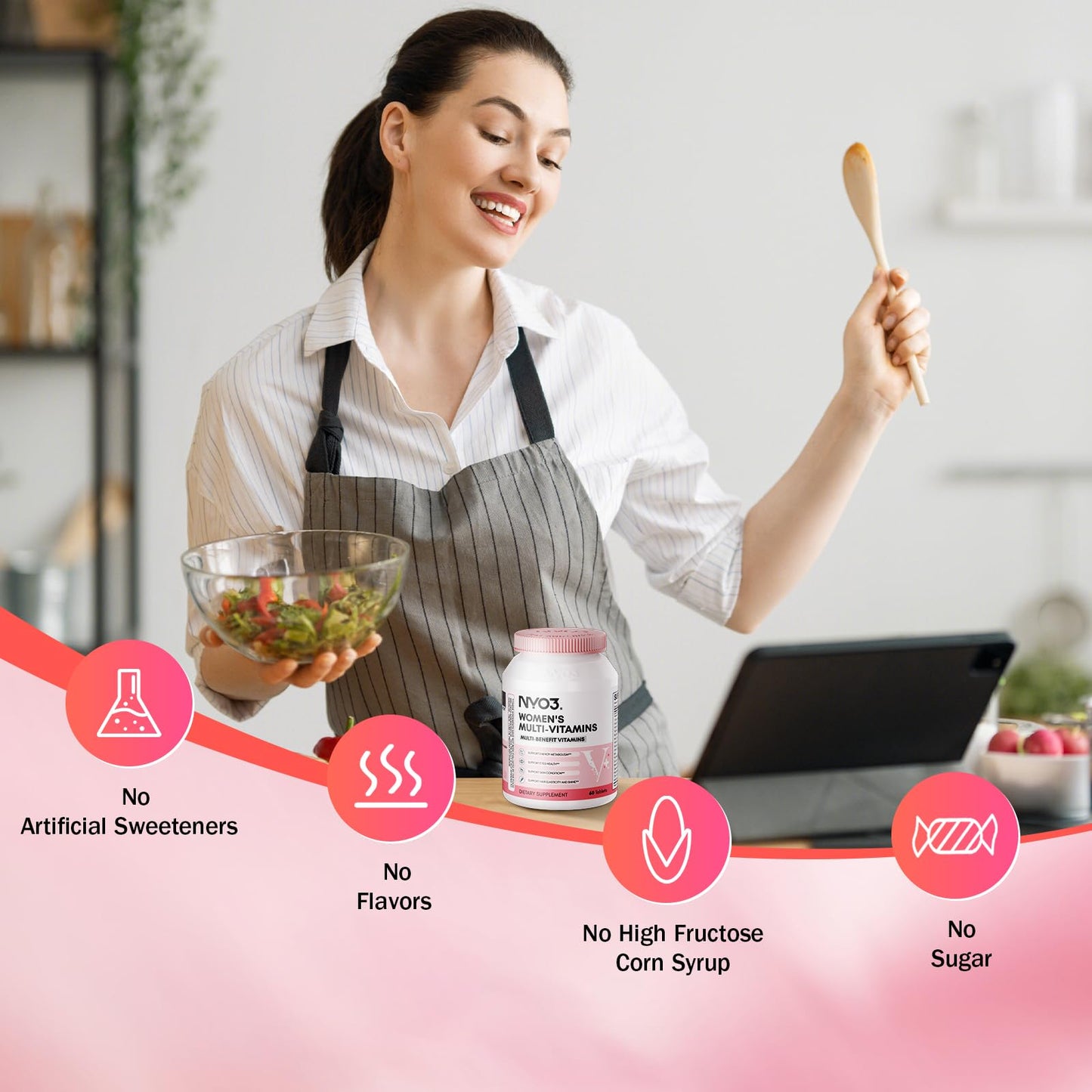 NYO3 Women’s Multivitamin with Zinc & Biotin | Gluten-Free, 60 Day Supply