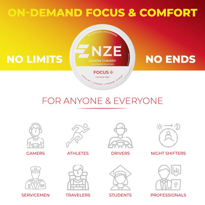 NZE Caffeine Free Nootropic Pouches – Lemon Cherry, 15 Pouches/Can, 5 Pack | Alpha GPC, L-Tyrosine & L-Theanine