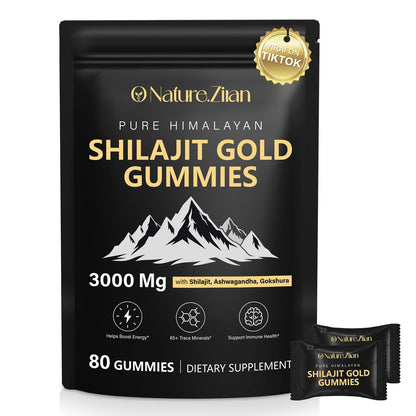 O NATURE ZIRAN Shilajit Gummies for Men & Women - 85+ Minerals, Ashwagandha & Gokshura, 80 Gummies