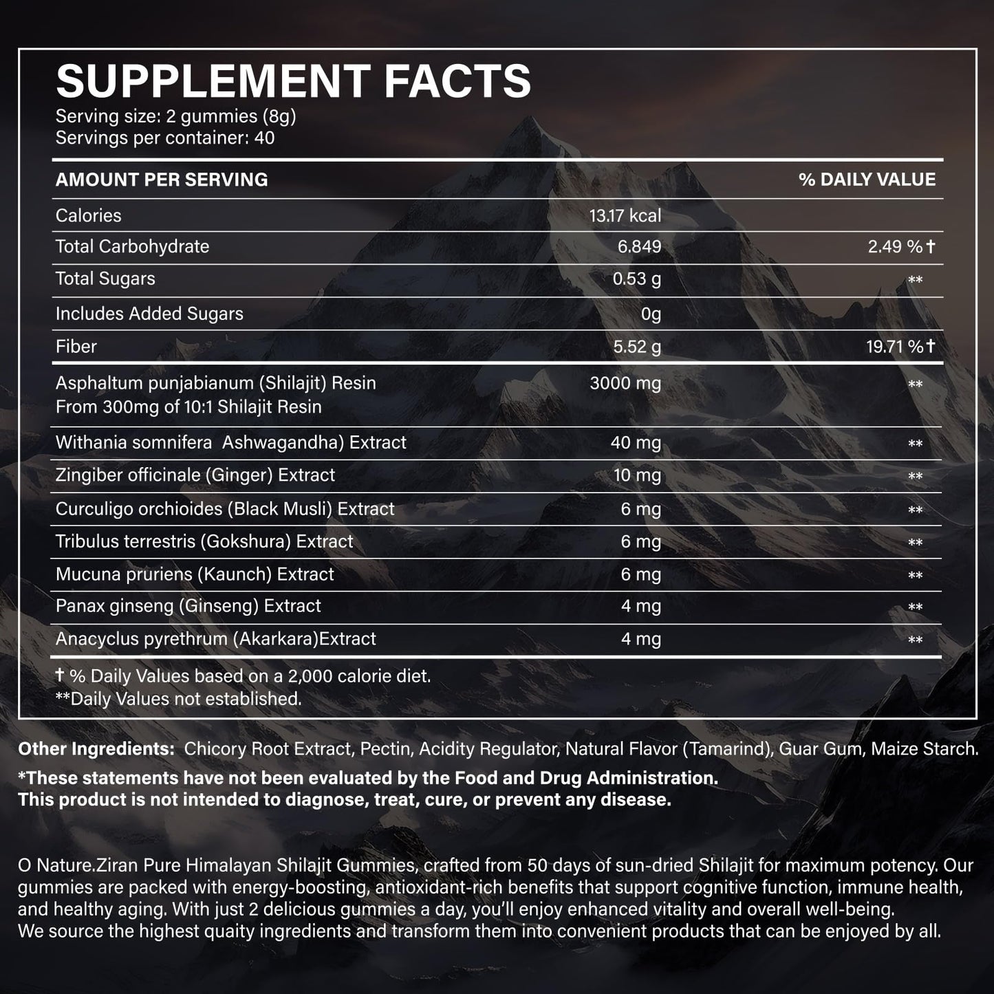 O NATURE ZIRAN Shilajit Gummies for Men & Women - 85+ Minerals, Ashwagandha & Gokshura, 80 Gummies