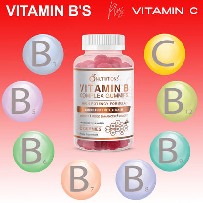 O NUTRITIONS Vitamin B Complex Vegan Gummies with B12 – Stress & Energy (1 Pack)