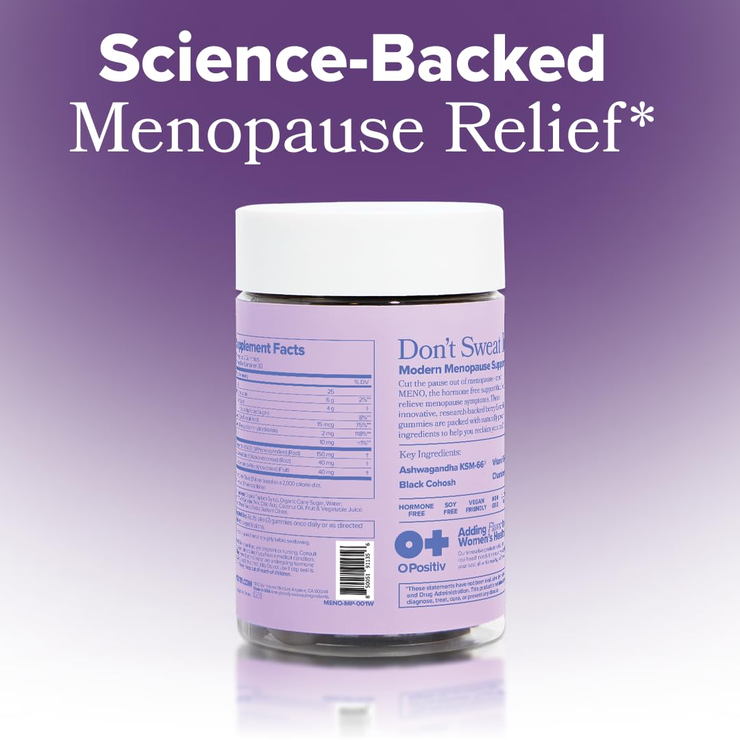 O Positiv MENO Gummies for Menopause - Hormone-Free with Black Cohosh & Ashwagandha KSM-66