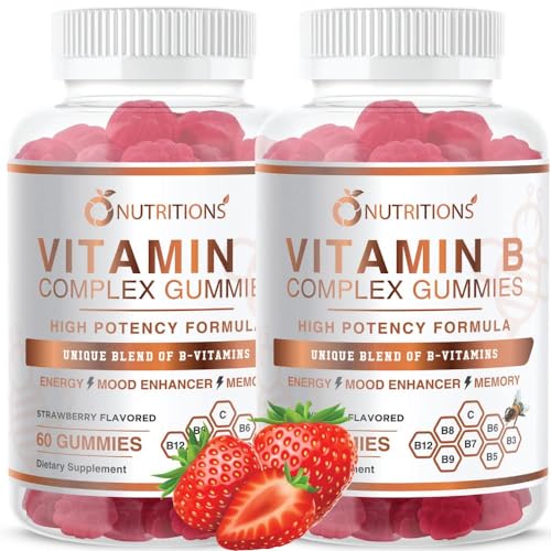O NUTRITIONS Vitamin B Complex Vegan Gummies with Vitamin B12, B7 as Biotin, B6, B3 as Niacin, B5, B6, B8, B9 as Folate for Stress, Energy and Healthy Immune System (2 Pack)
