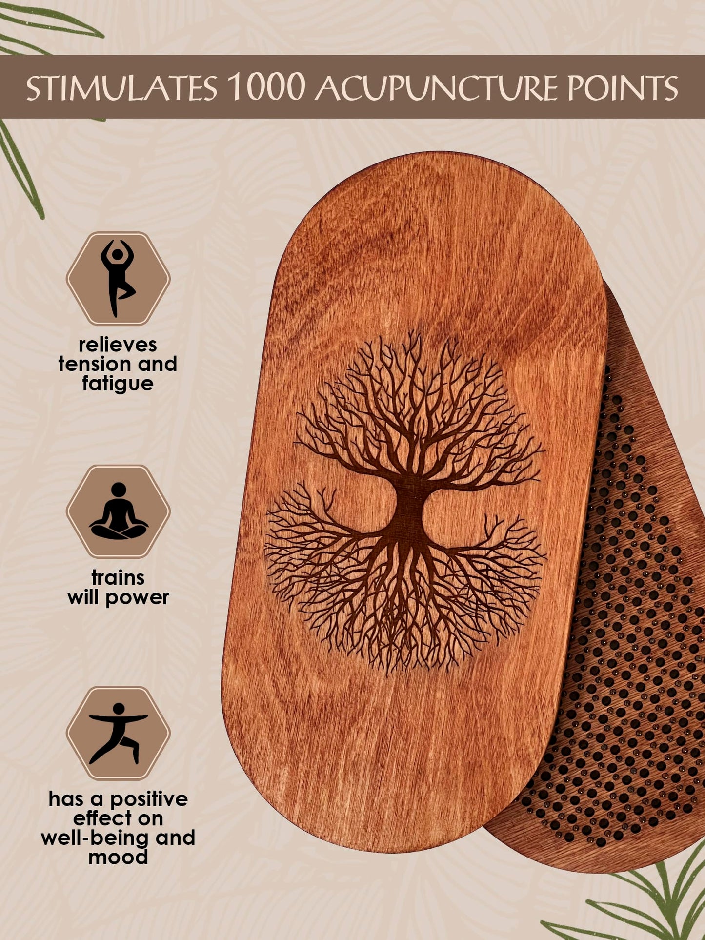 Wooden Yoga Board with Nails for Acupressure & Meditation | Sadhu Board