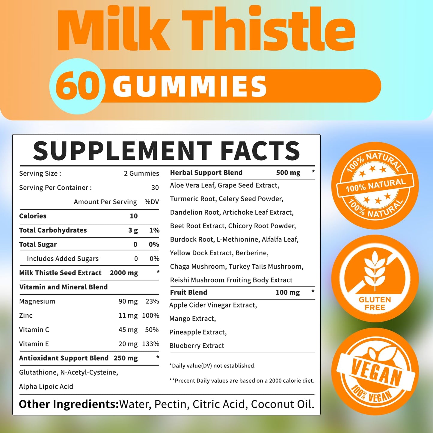 OALSE Liver Cleanse Detox & Repair 2000 mg Milk Thistle Gummies – Mango Pineapple, Gluten-Free, 60 Count