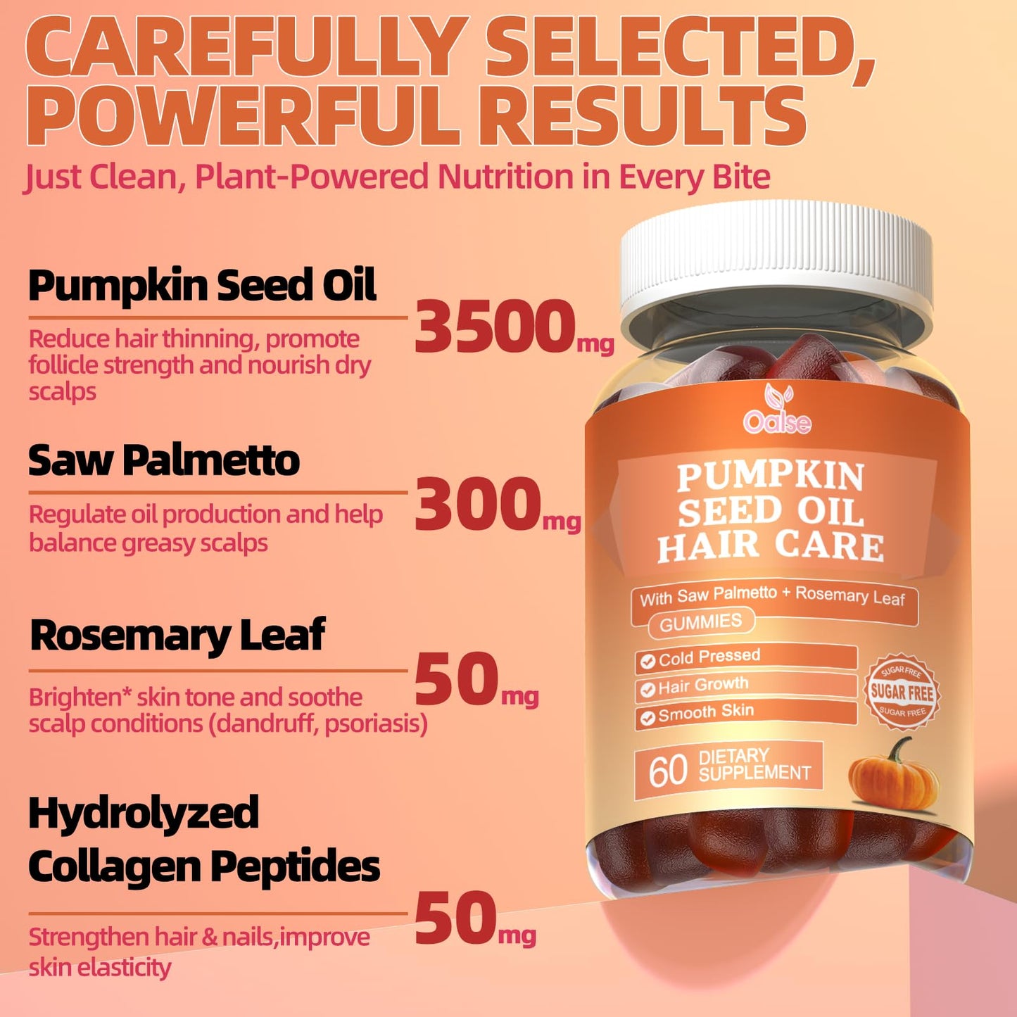 OALSE Pumpkin Seed Oil Gummies with Saw Palmetto – 3500mg per Serving, Vegan, 60 Count
