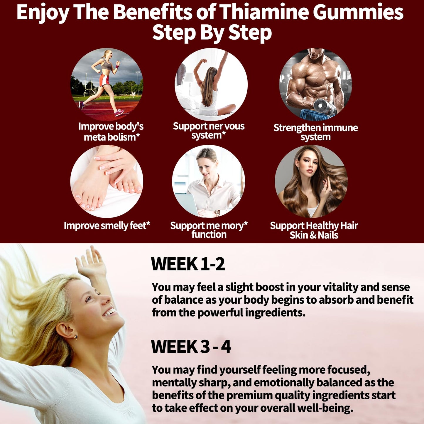 OALSE Thiamine Vitamin B1 Gummies - 500g, Vegan Sugar-Free Mixed Berry (60 Count)