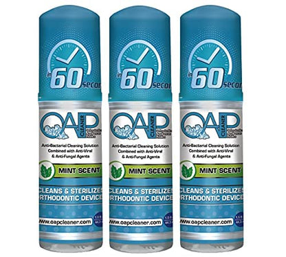 Orthodontic Cleaner by OAP Cleaner – 60-Second Foam Cleanser for Retainers, Dentures & Mouth Guards | 3 x 44.3 mL