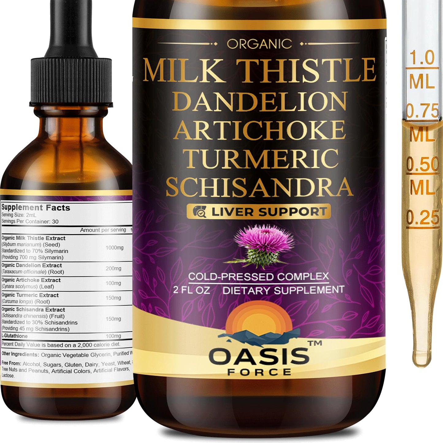 Oasisforce Organic Milk Thistle Liquid Drops for Liver Support – 2 fl oz