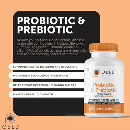 obel Probiotic & Prebiotic Digestive Health – Turmeric, 20 Billion CFU