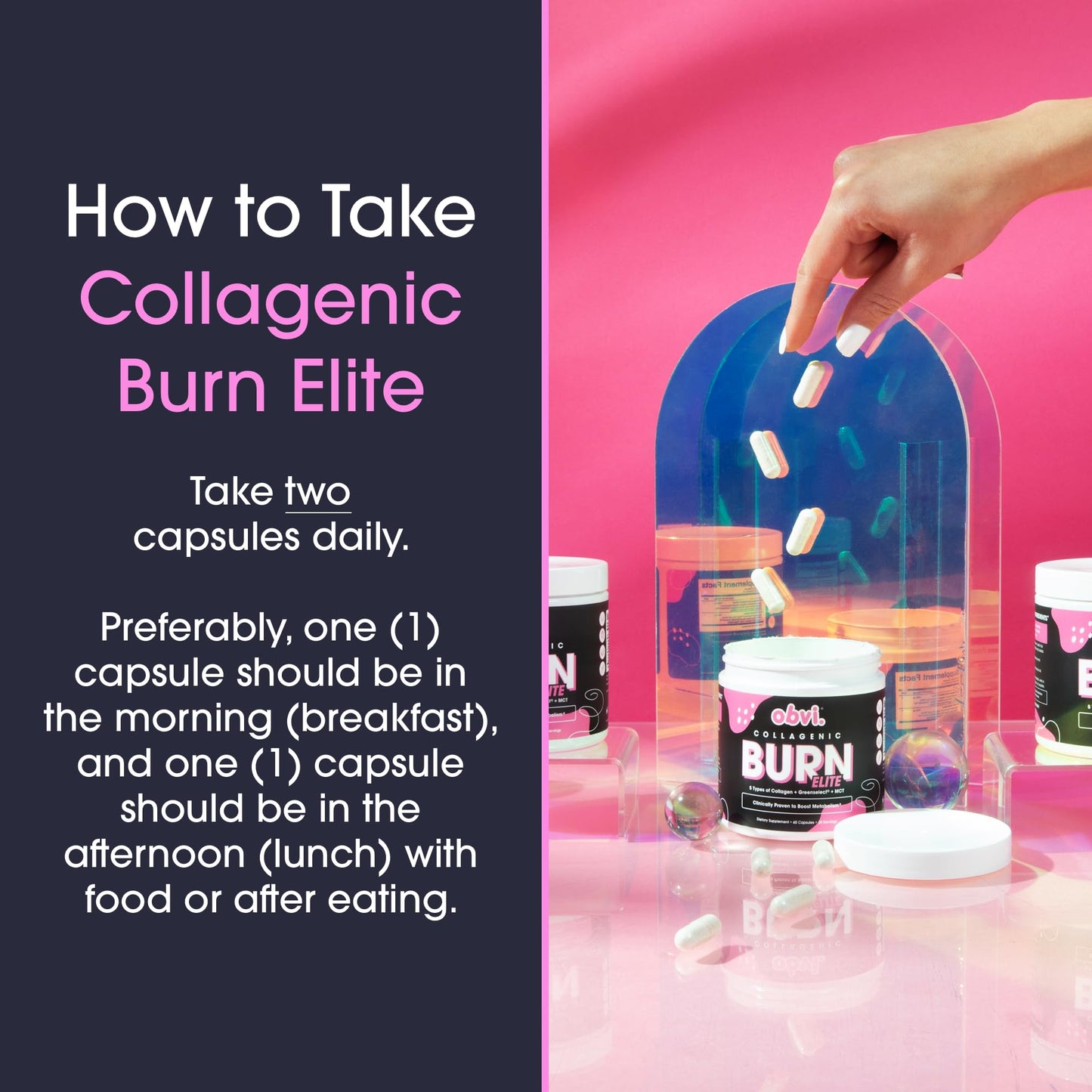 Obvi Burn Elite – Metabolism, Energy & Focus Support | Collagen + Green Tea | 60 Capsules