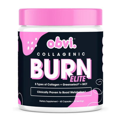 Obvi Burn Elite – Metabolism, Energy & Focus Support | Collagen + Green Tea | 60 Capsules