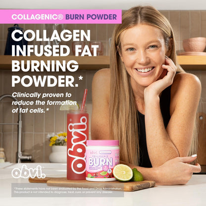 Obvi Collagenic Burn Powder - Collagen Peptide Blend with GBB, Ashwagandha & Green Coffee | Cherry Limeade 25 Servings