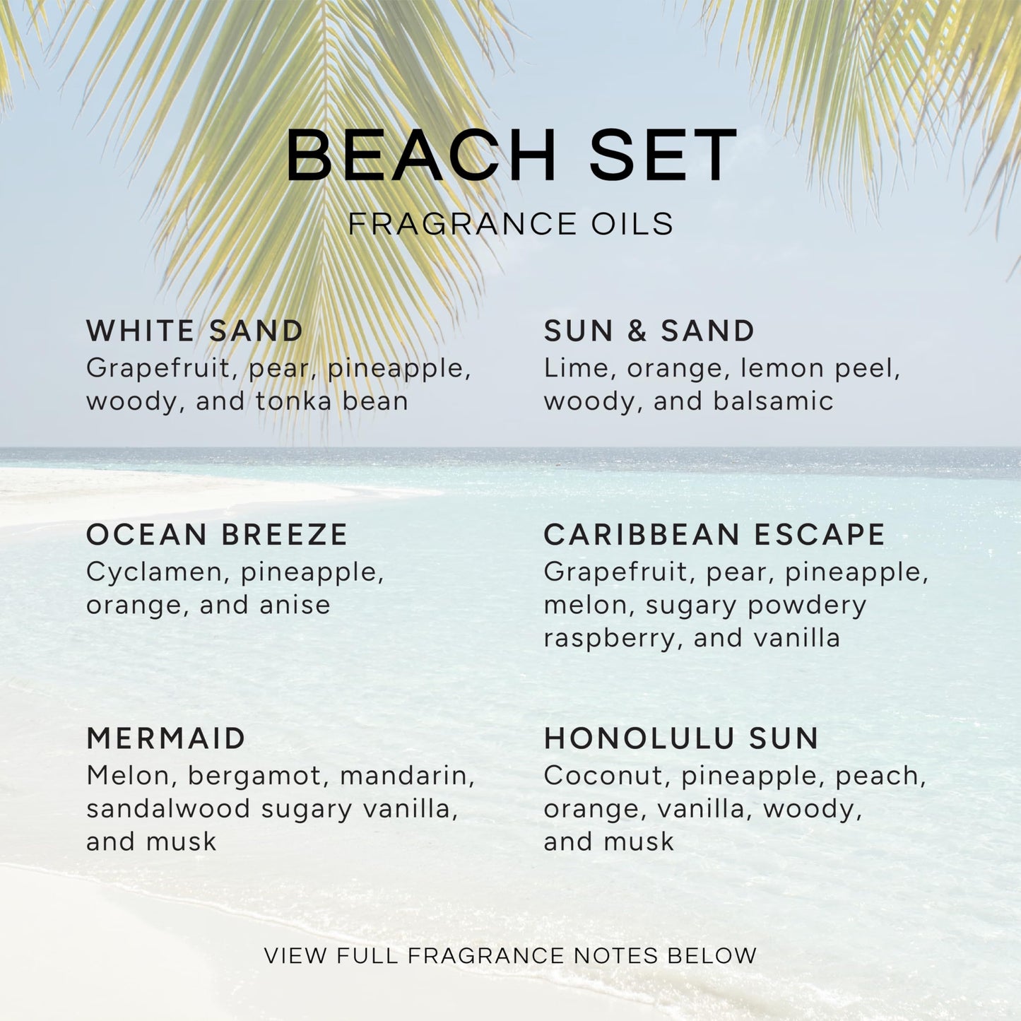 Beach Set of 6 Premium Fragrance Oils – Eternal Essence Oils (10ml each)