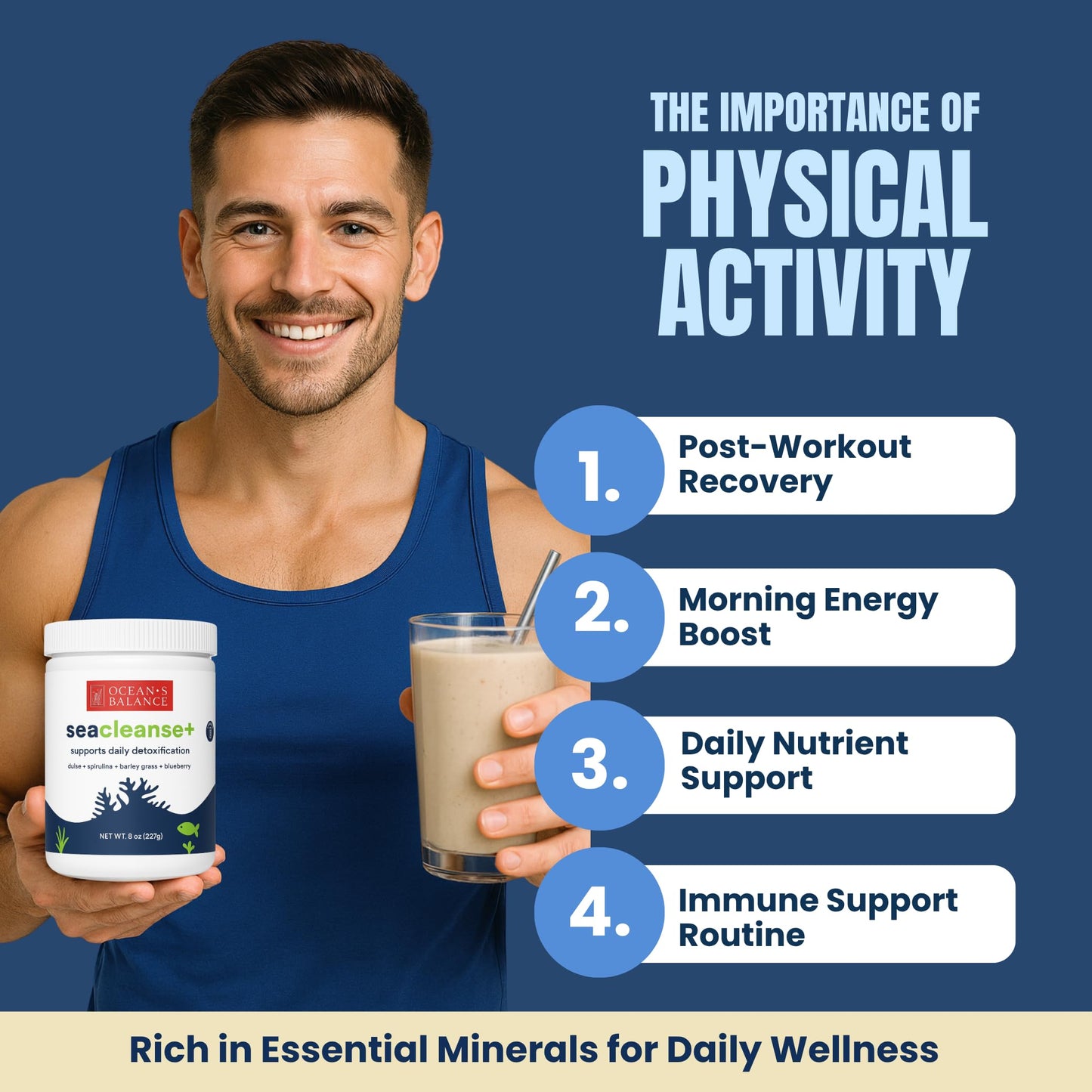 Ocean's Balance Seacleanse+ Daily Detox Powder – Gut Health & Immune Support | 8oz