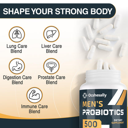 Ocshesally Probiotics for Men – 500B CFU, 12 Strains, 120 Capsules