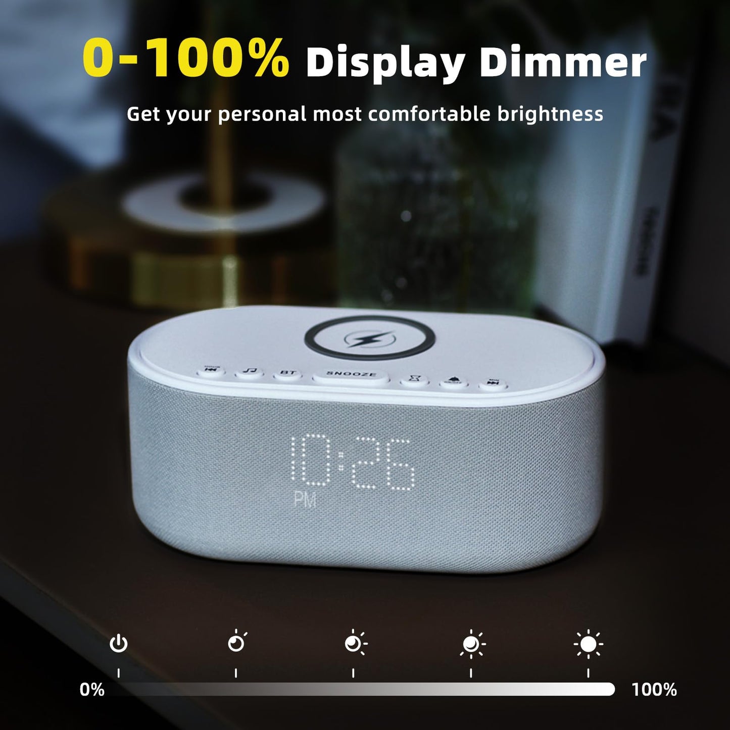 Odokee Sound Machine Alarm Clock with Wireless Charger - 21 Soothing Sounds & 10W Bluetooth Speaker