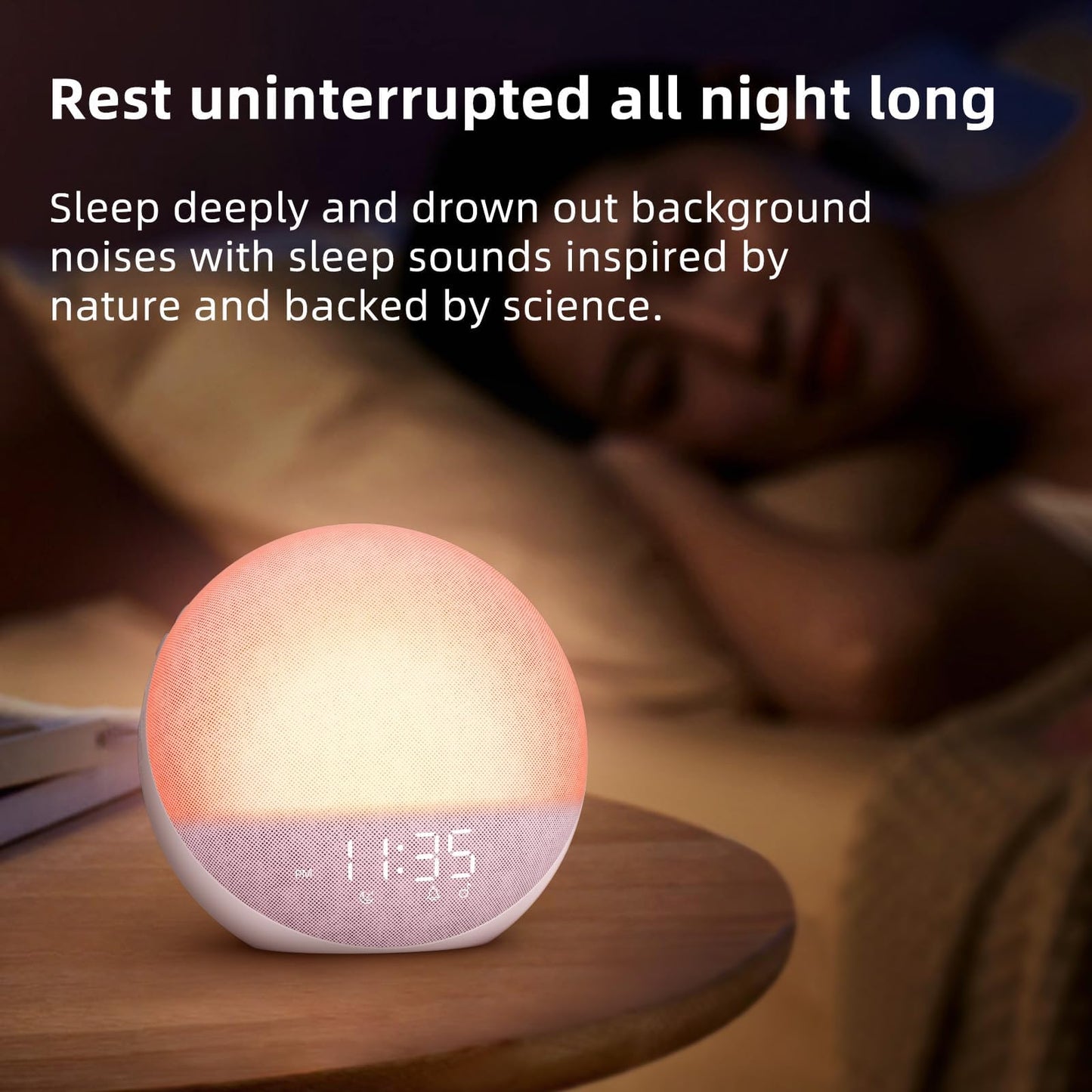 Odokee Sunrise Alarm Clock White Noise Machine – Dimmable Wake Light & Bluetooth Speaker