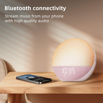 Odokee Sunrise Alarm Clock White Noise Machine – Dimmable Wake Light & Bluetooth Speaker