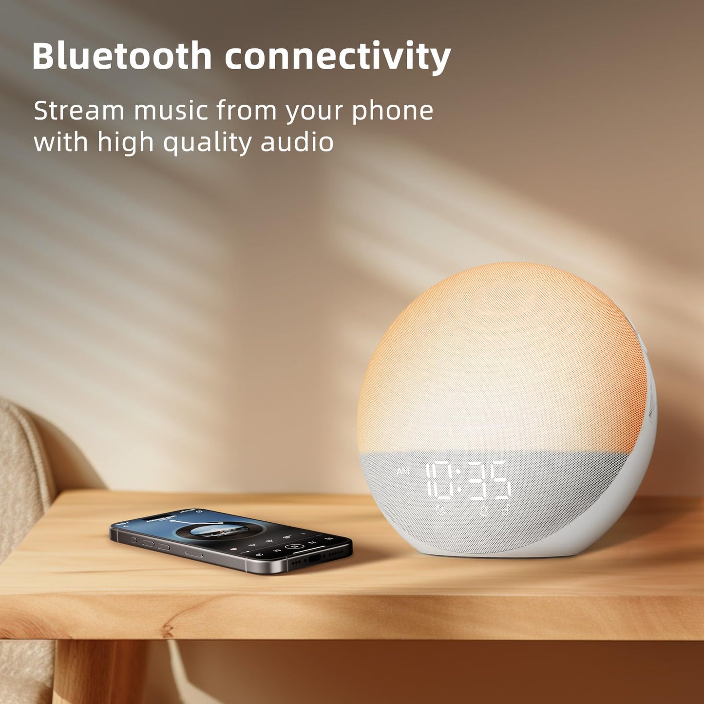 Odokee Sunrise Alarm Clock with White Noise Machine – Natural Wake Up Light, Bluetooth Speaker, 25 Sleep Sounds (Frost White)