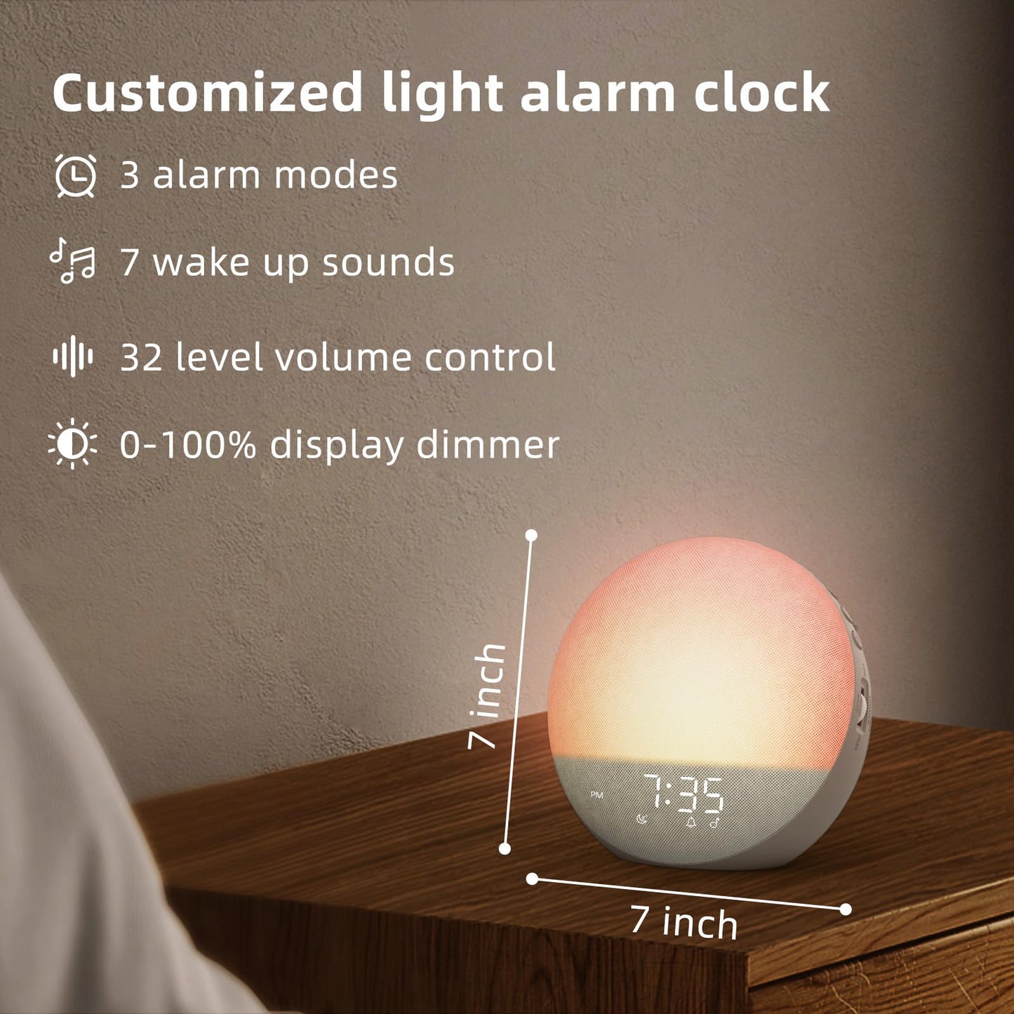 Odokee Sunrise Alarm Clock – Natural Wake Up Light, Bluetooth Speaker & 25 Sleep Sounds