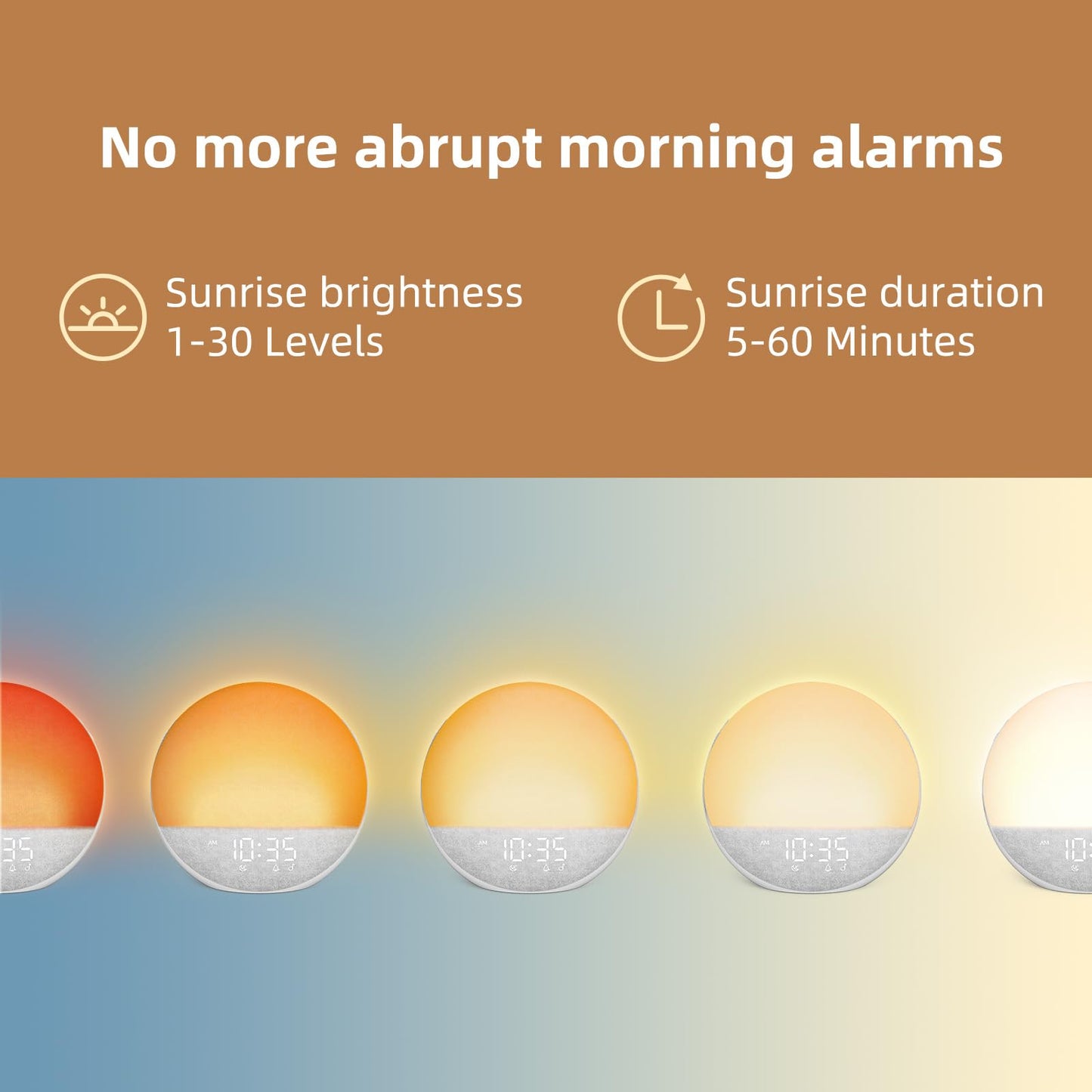 Odokee Sunrise Alarm Clock with White Noise Machine – Natural Wake Up Light, Bluetooth Speaker, 25 Sleep Sounds (Frost White)