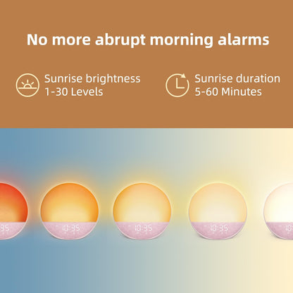 Odokee Sunrise Alarm Clock White Noise Machine – Dimmable Wake Light & Bluetooth Speaker