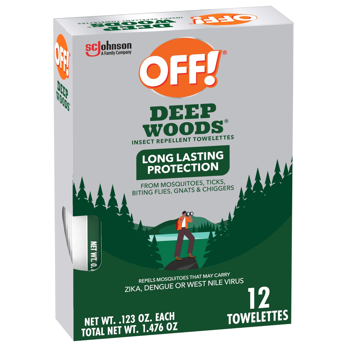 OFF! Deep Woods Mosquito & Insect Repellent Wipes – 12 Towelettes, 8-Hour Protection