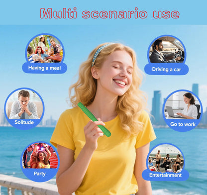 Chewable Essential Oil Breath Stick - Mint Flavored (2 Pcs) with 4 Replacement Cores for Travel, Office & Car