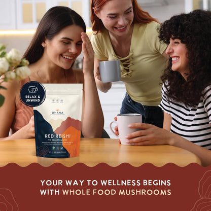 Ohana Red Reishi – Organic Mushroom Powder Blend, USDA Organic, Non-GMO, Gluten-Free (7.06 oz, Pack of 1)