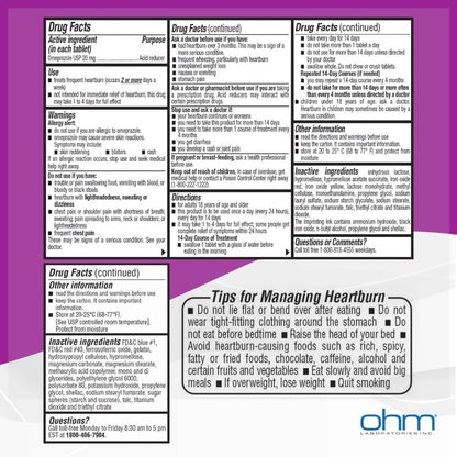Ohm Omeprazole 20mg Delayed-Release Tablets | 84-Count, 12 Weeks of Heartburn Support