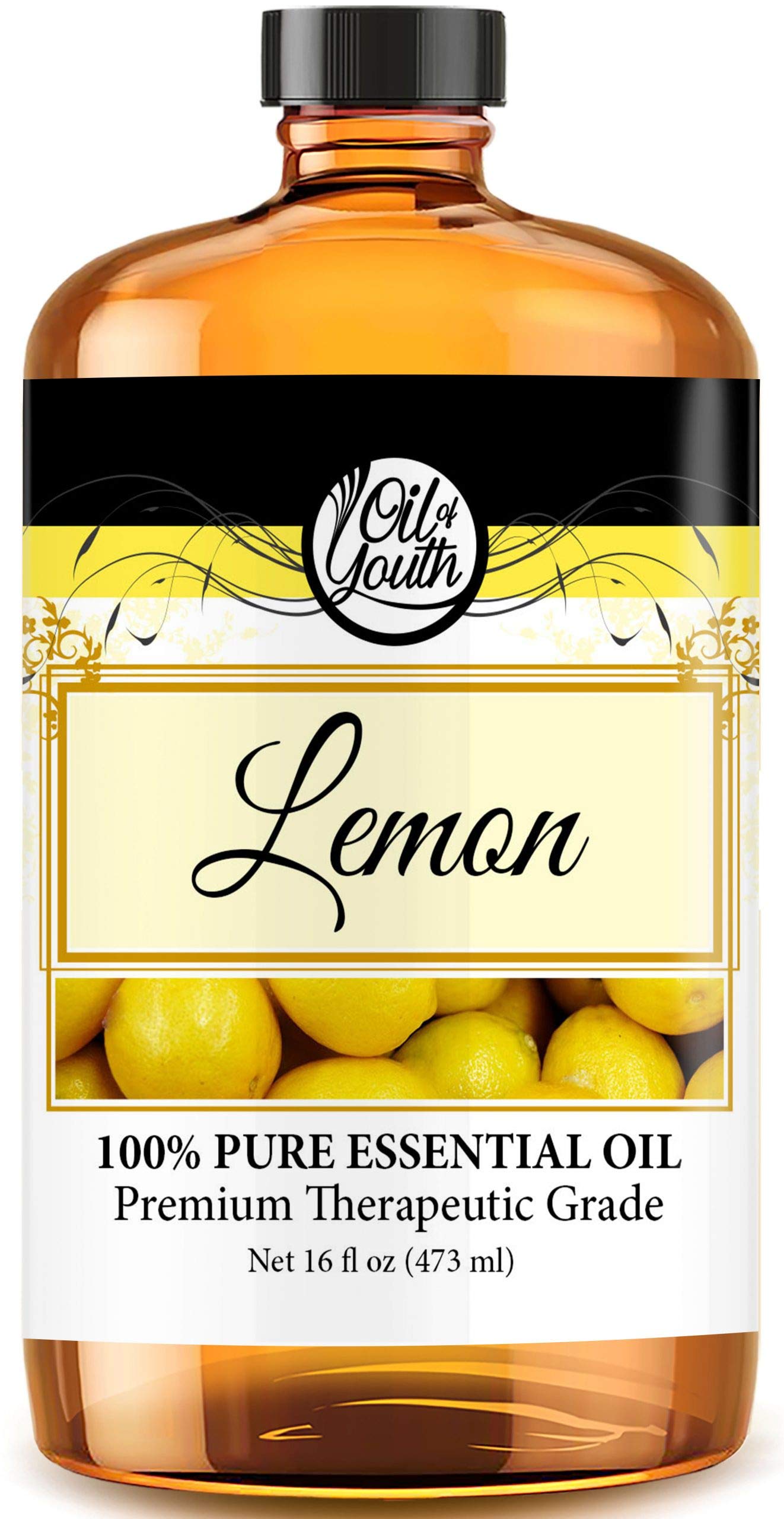 Oil of Youth - Lemon Essential Oil (16oz Bulk) Pure Therapeutic Grade Essential Oil for Aromatherapy, Diffuser, Skin Therapy, Calming