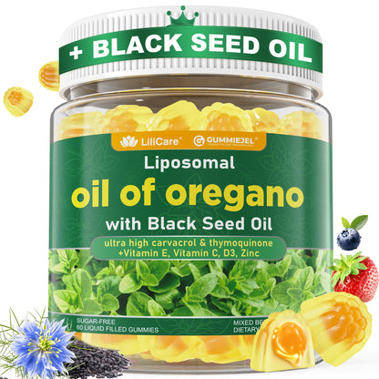 Oil of Oregano with Black Seed Oil Gummies – Liposomal, Sugar Free (2 Months) | Immune Support